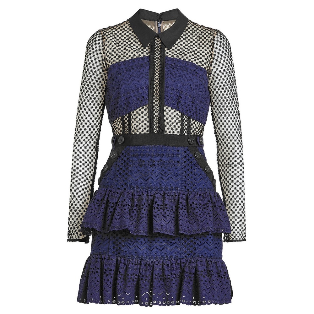 SELF-PORTRAIT Navy Hazel Lace Mini